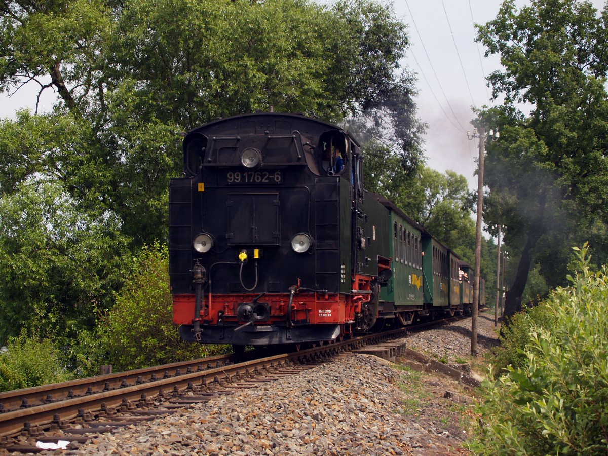 Lößnitzgrundbahn 99 1762, Dippelsdorfer Teich, 17-7-2015