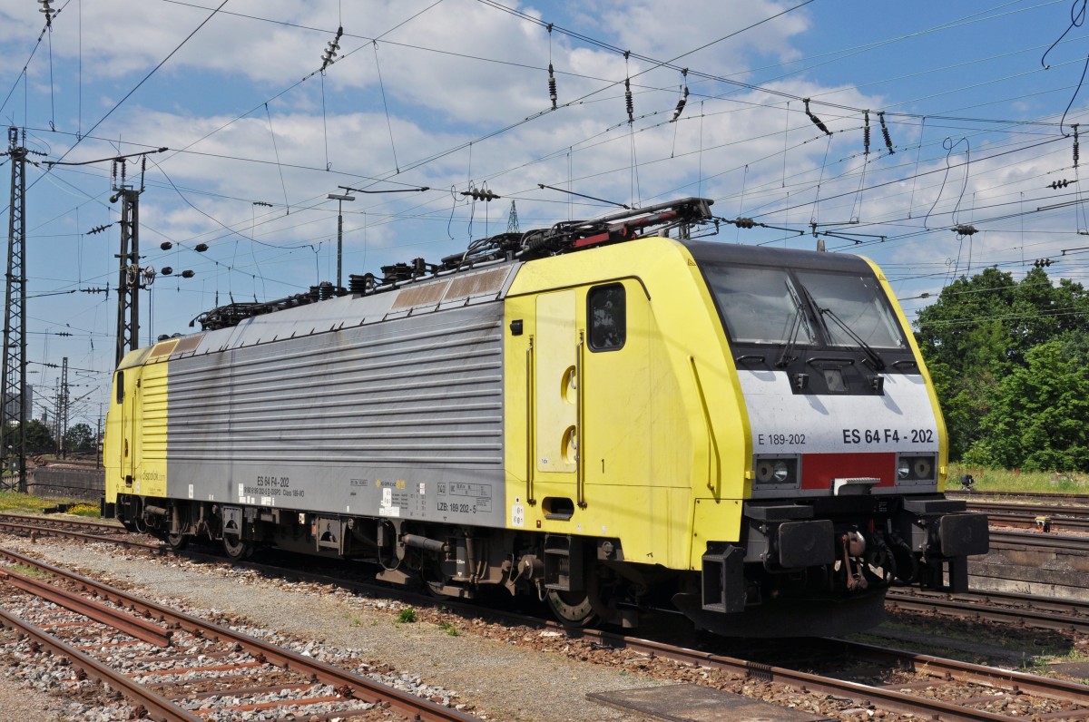Lok 189 202-5 abgestellt beim Badischen Bahnhof in Basel. Die Aufnahme stammt vom 16.06.2014.