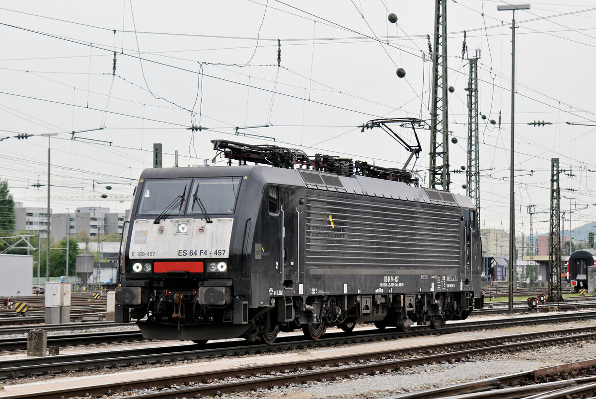 Lok 189 457-5, durchfährt den Badischen Bahnhof. Die Aufnahme stammt vom 11.05.2017.
