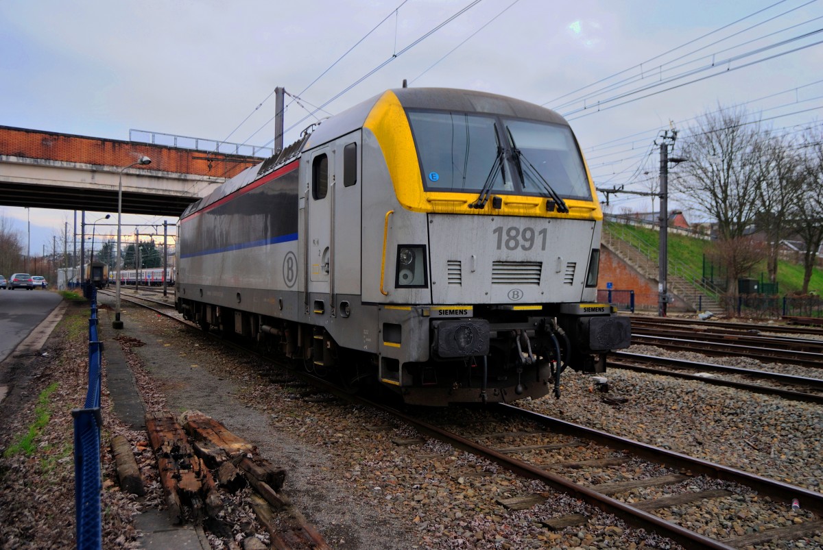 Lok 1891 (Siemens)am 19.01.2014 im Belgischen Welkenraedt, klat abgestellt.