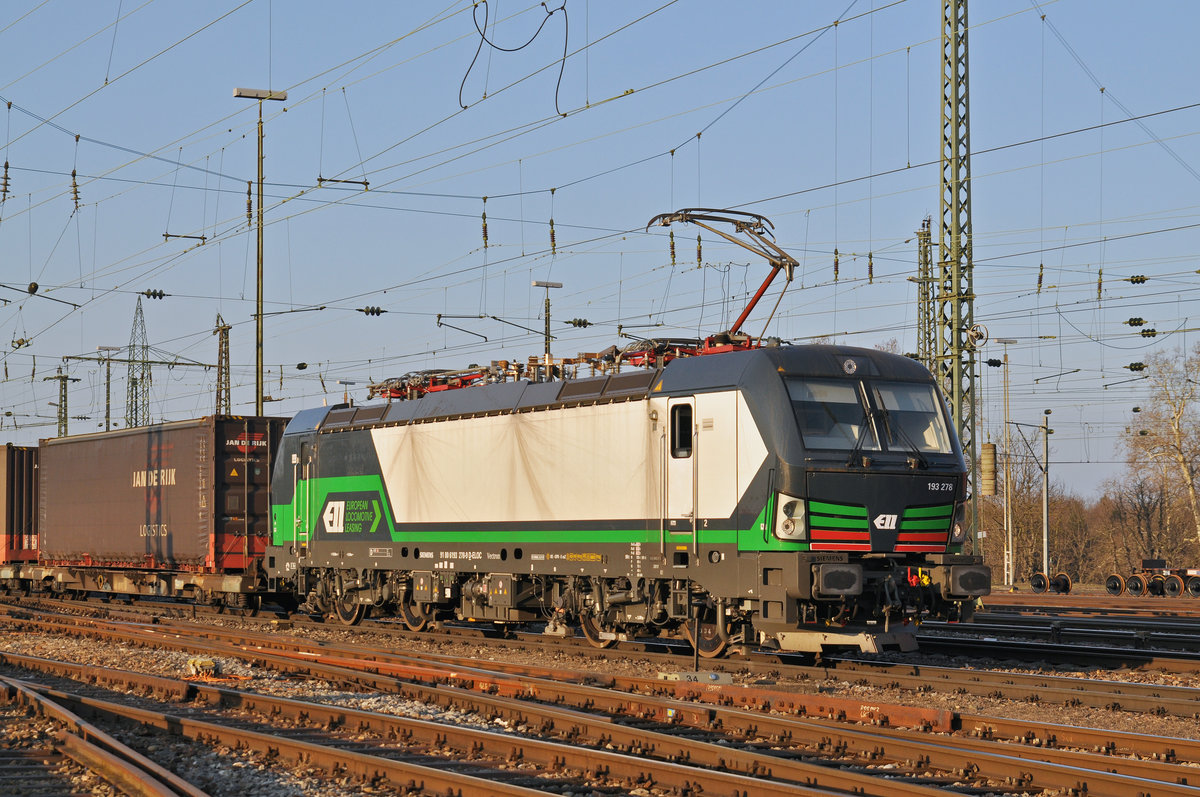Lok 193 278-9 durchfährt den Badischen Bahnhof. Die Aufnahme stammt vom 13.01.2018.