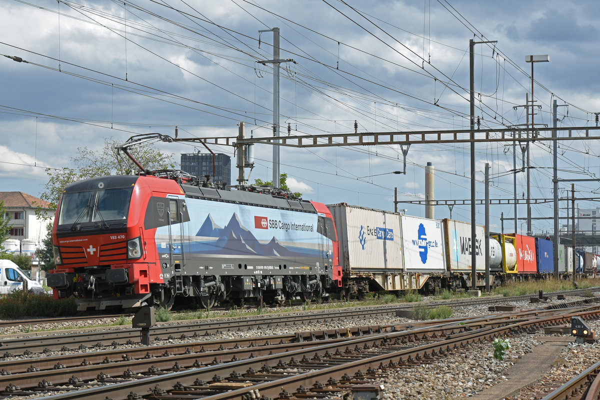 Lok 193 470-2 durchfährt den Bahnhof Pratteln. Die Aufnahme stammt vom 29.08.2018.