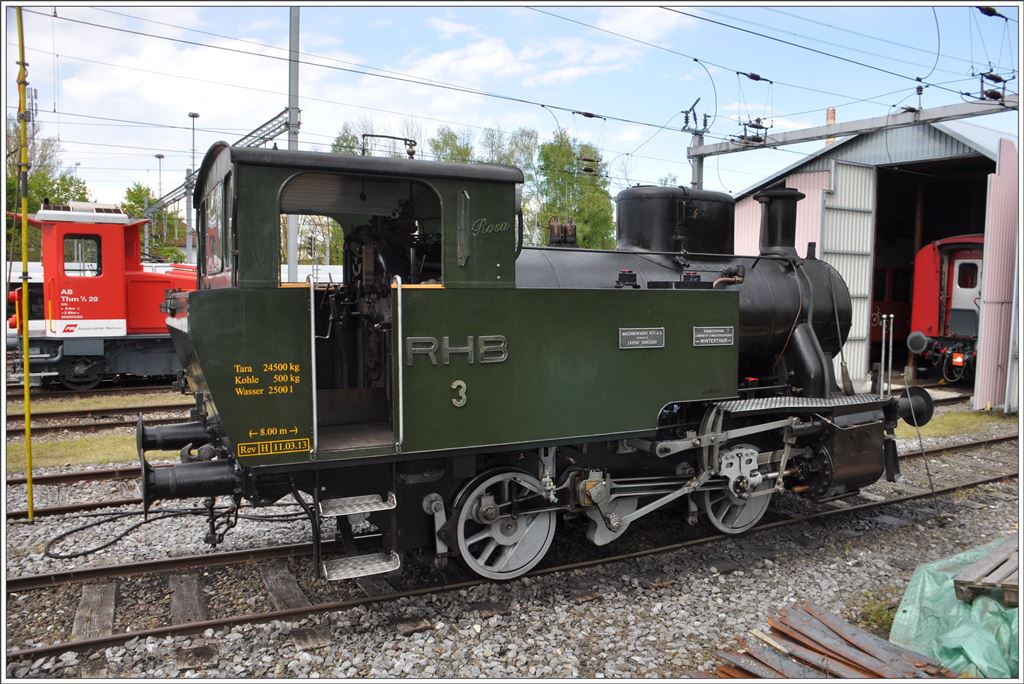 Lok 3  Rosa  ex Maschinenfabrik Rüti ZH in Rorschach Bergstation (28.04.2016)