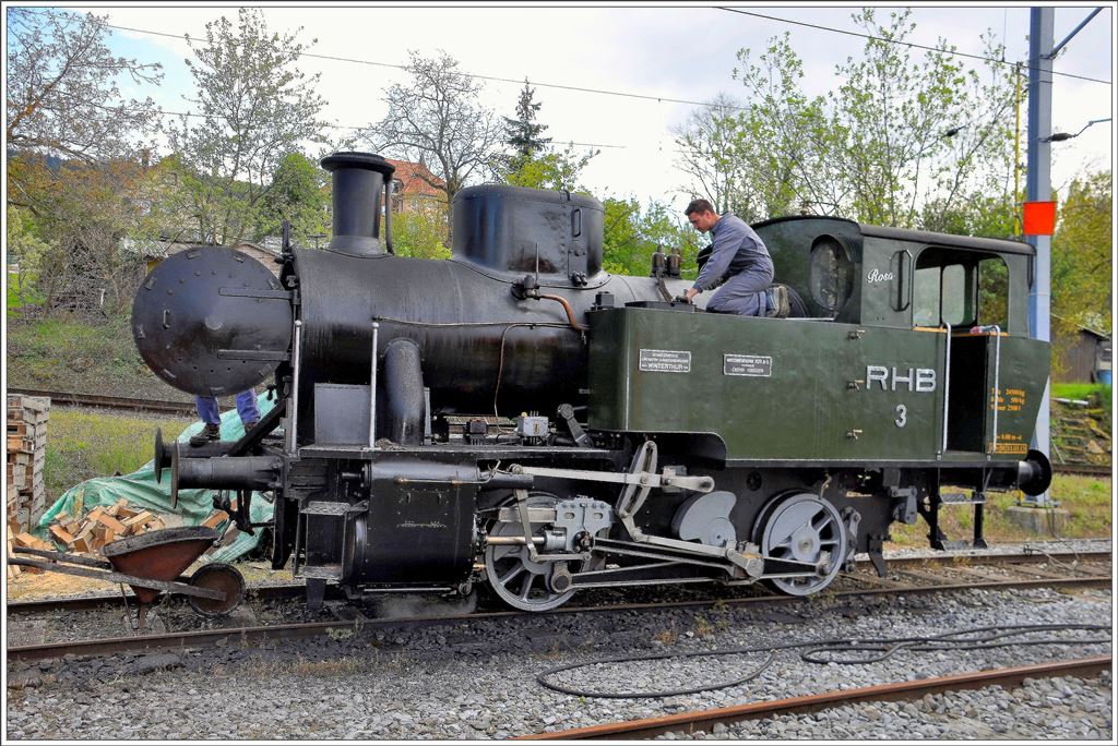 Lok 3  Rosa  ex Maschinenfabrik Rüti ZH in Rorschach Bergstation (28.04.2016)