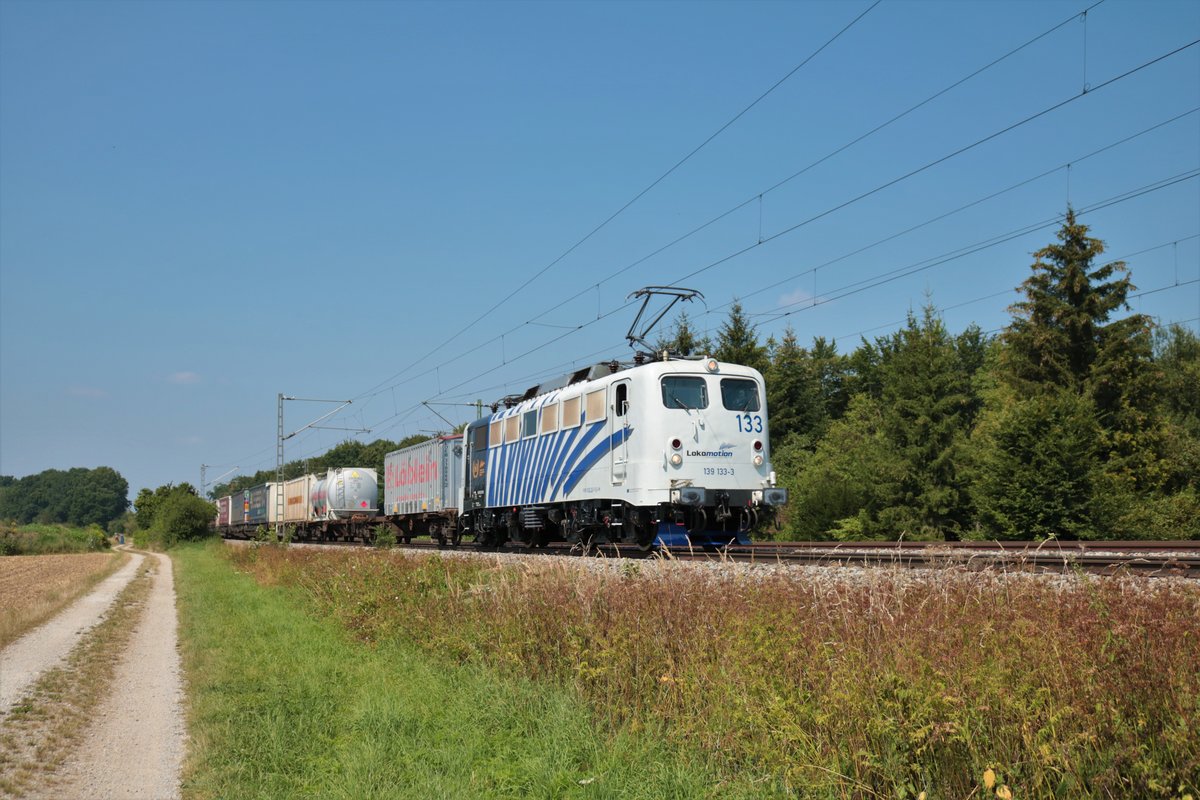 Lokomotion 139 133-3 mit KLV Zug am 12.08.20 bei Eglharting