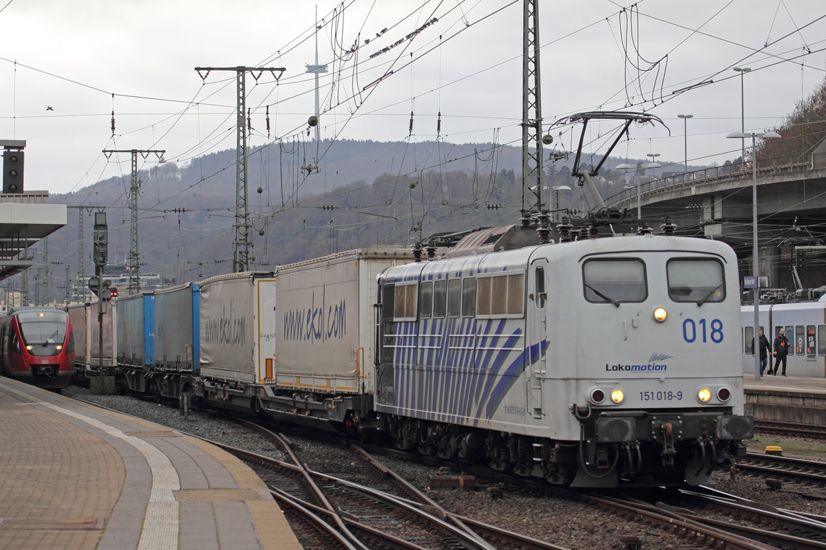 Lokomotion 151 018-9 in Koblenz Hbf. 15.1.2019