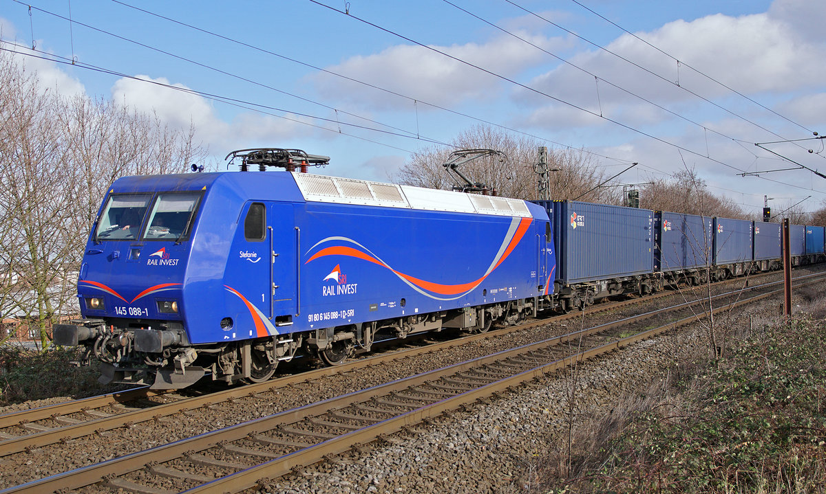 Lokomotive 145 088-1 ,,Stefanie'' am 05.02.2020 in Duisburg.