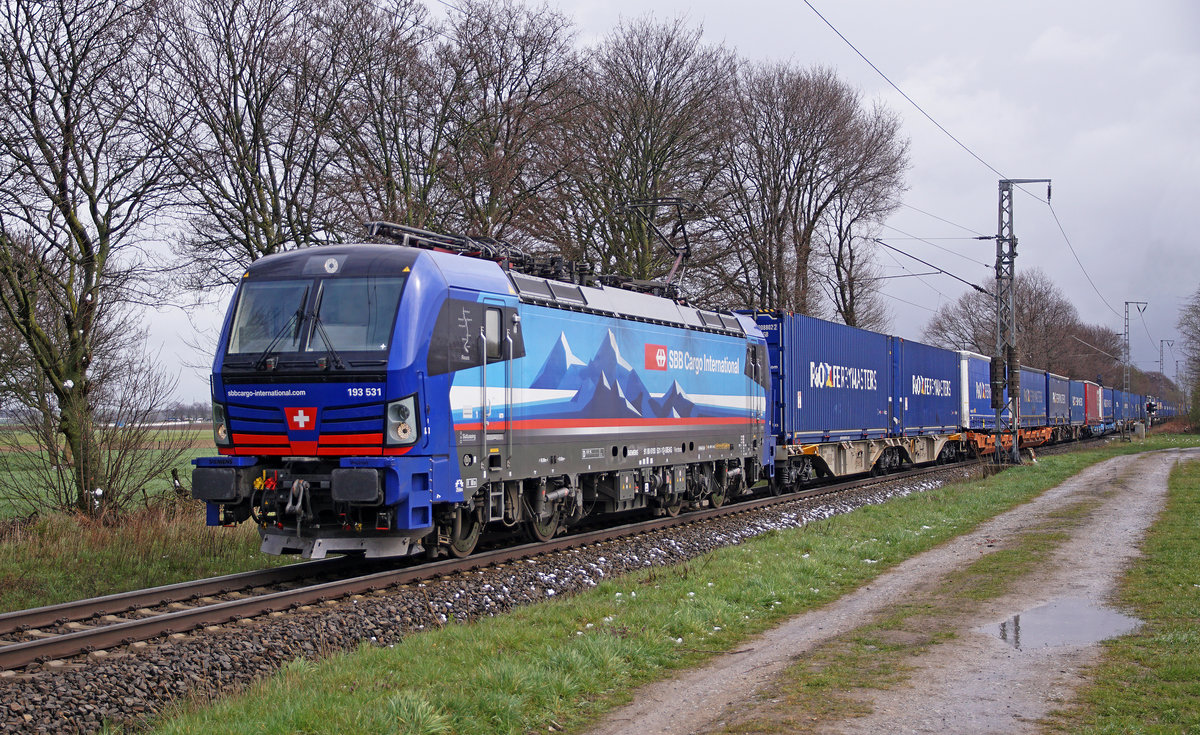 Lokomotive 193 531 am 07.04.2021 in Boisheim.