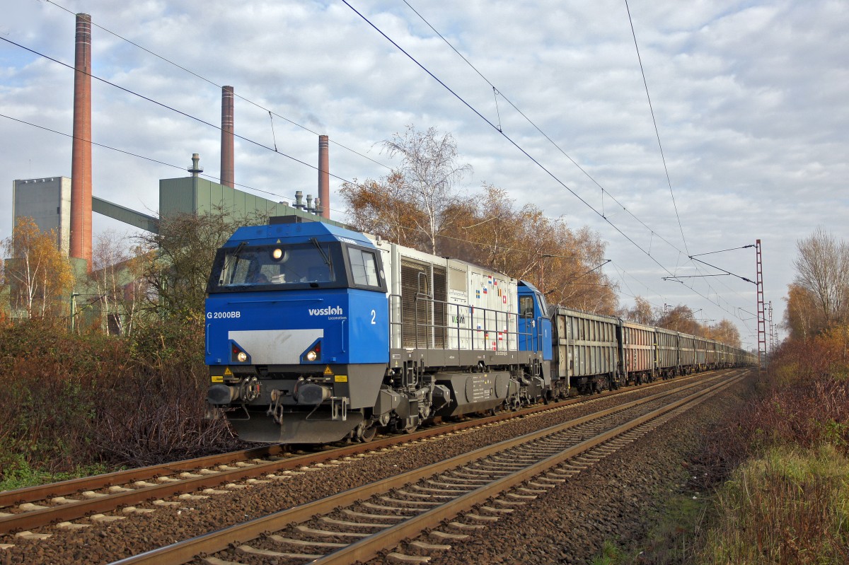 Lokomotive G 2000 BB von Vosloh am 27.11.2014 vor der Kokereo Prosper in Bottrop.