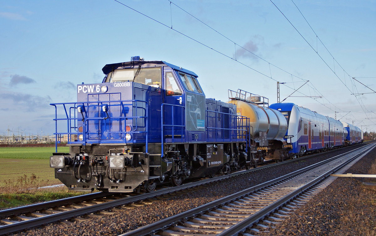 Lokomotive PCW 6 (278 005) vom Prüfcenter Siemens bei einer Überführung am 14.12.2019 in Meerbusch Osterrath.