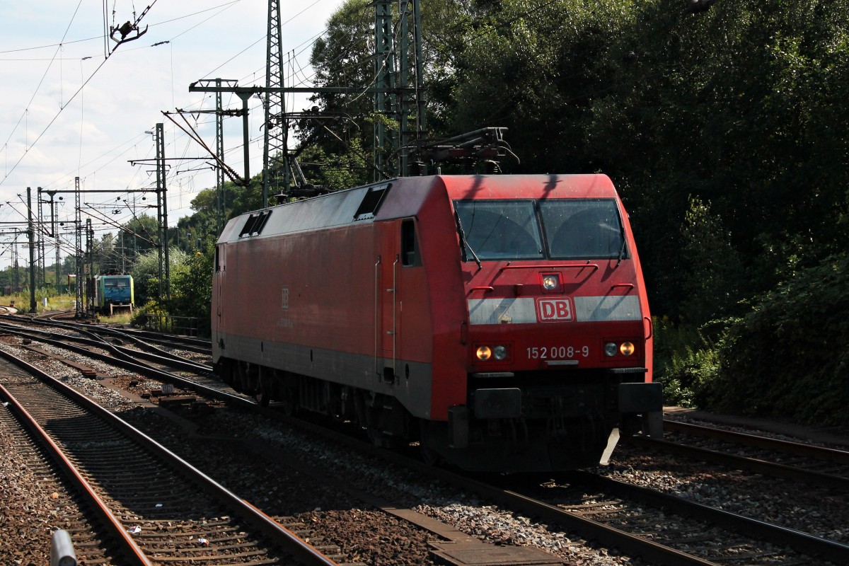 Lokportrait am 13.08.2014 von 152 008-9, die als Tfzf durch Harburg gen Hafen fuhr.