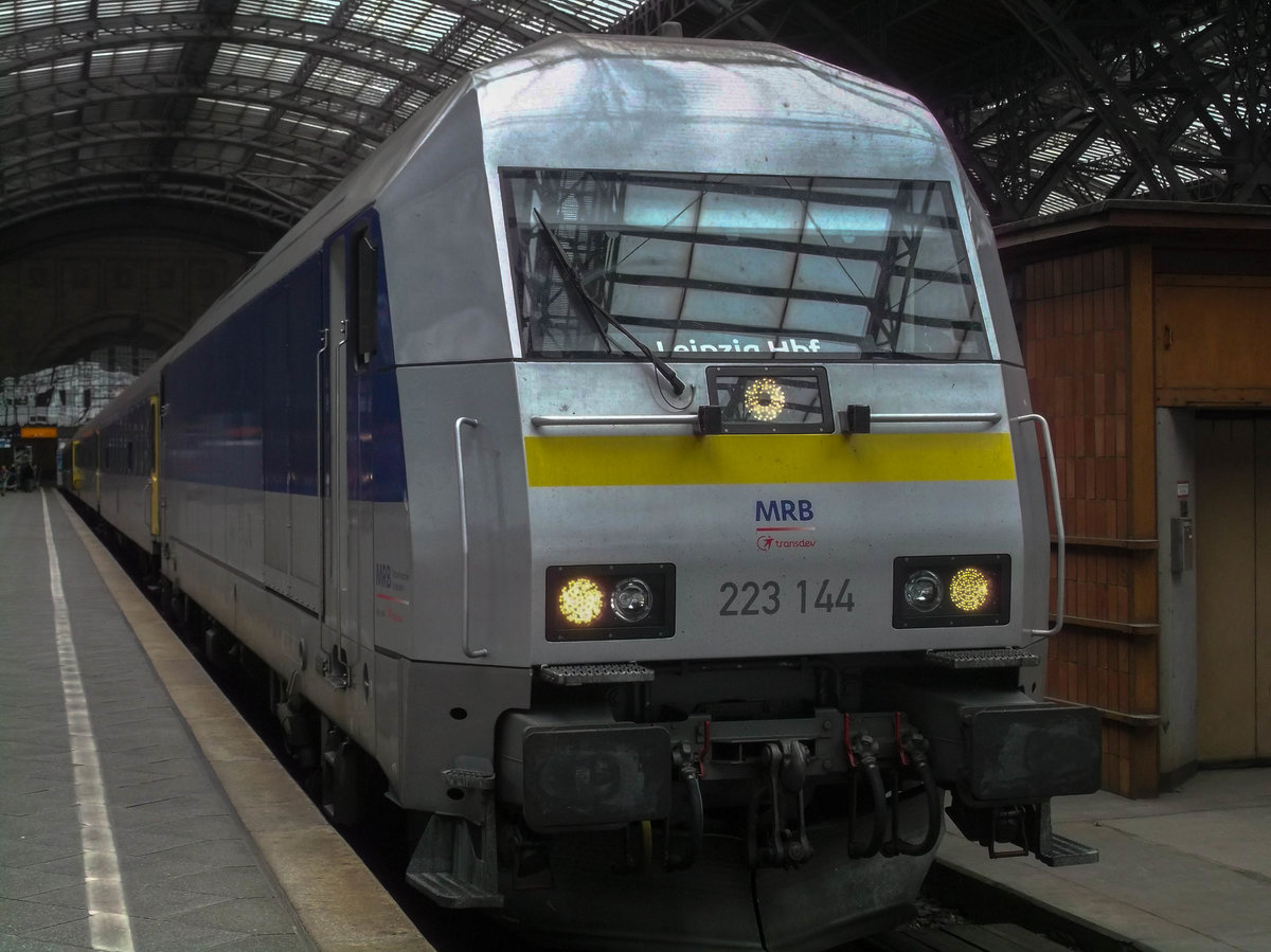 Lokportrait der Lok 223 144-7 der MRB. In Leipzig aufgenommen.