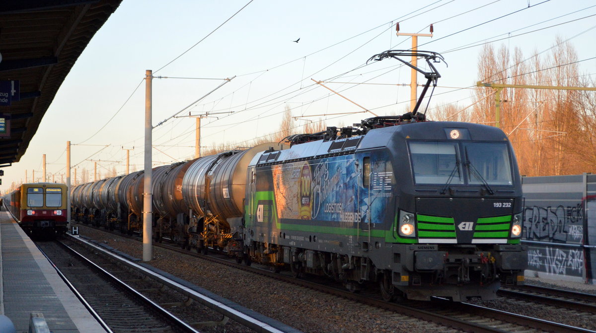 LTE Logistik- und Transport GmbH, Graz [A] mit   193 232  [NVR-Nummer: 91 80 6193 232-6 D-ELOC] und Kesselwagenzug am 08.03.21 Berlin Blankenburg.
