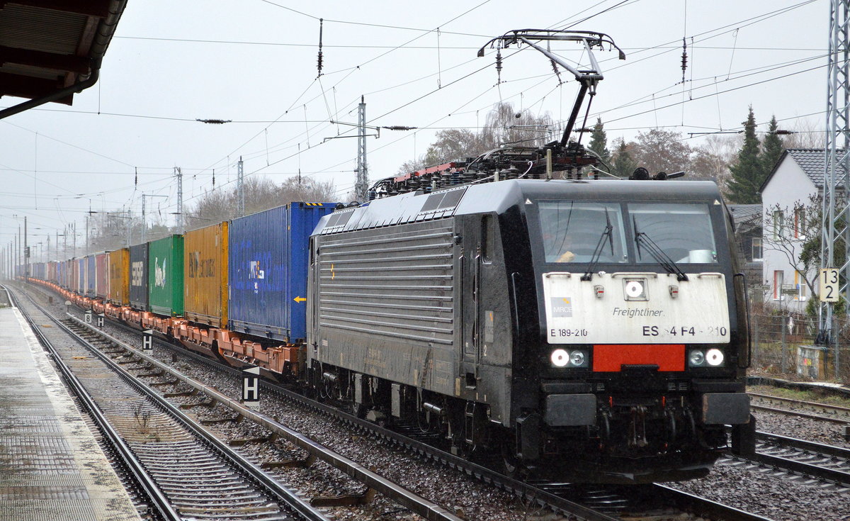 LTE Netherlands B.V. mit MRCE Dispo  ES 64 F4-210  [NVR-Number: 91 80 6189 210-8 D-DISPO] mit KLV/Containerzug Richtung Rotterdam am 08.03.19 Berlin-Hirschgarten.