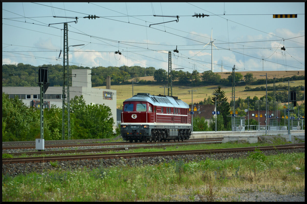Ludmilla 92 80 1232 673-4 D-GERA fuhr am 05.08.2025 solo durch Rottendorf in Richtung Fürth.