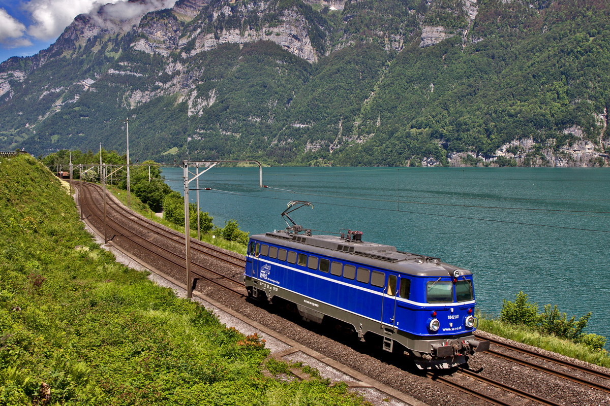 Lz 1042 041 fährt am 6.6.2016 in Mols vorüber.