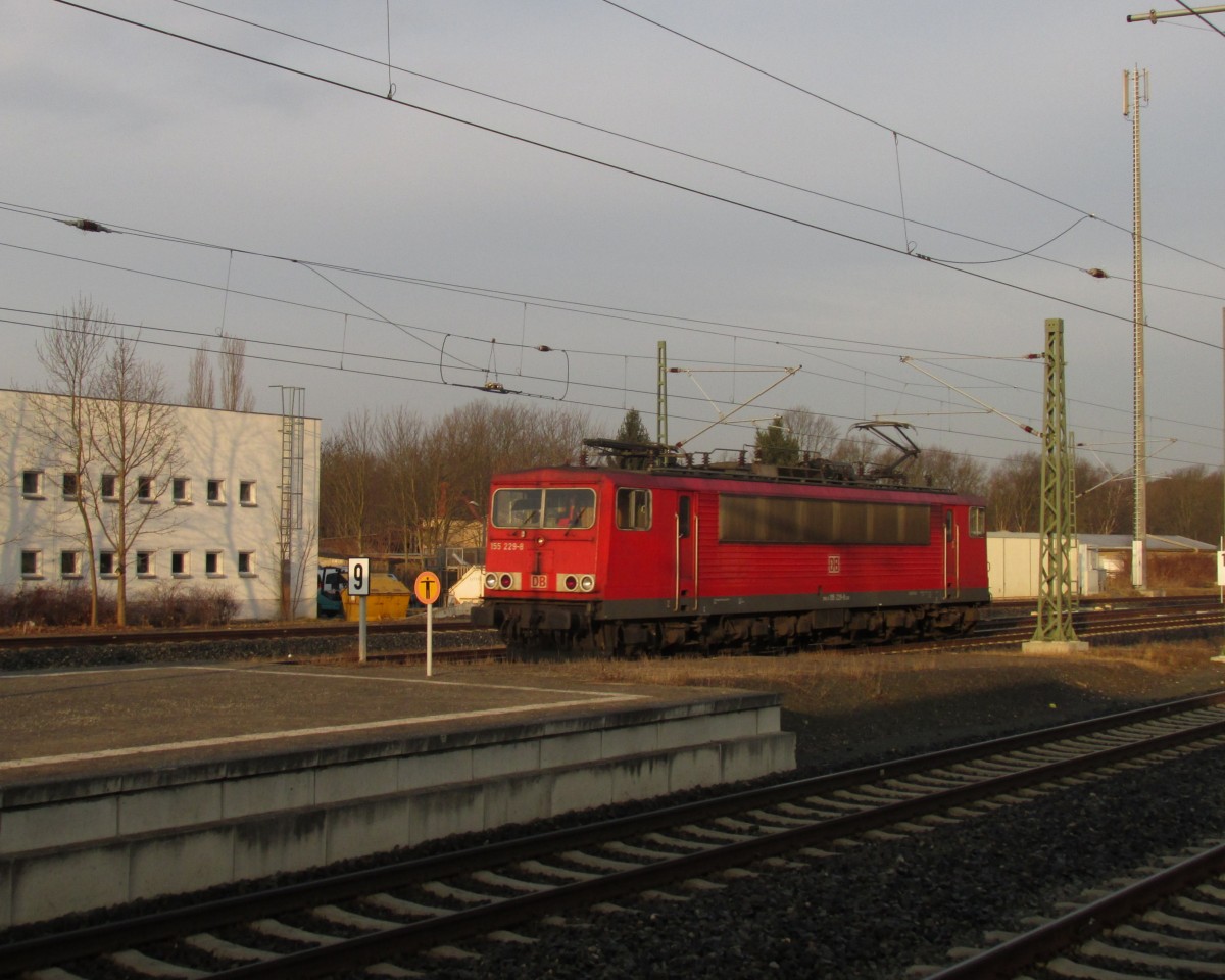 Lz Leistung bei Durchfahrt in Plauen am 17.03.2015 mit der 155 229-8.