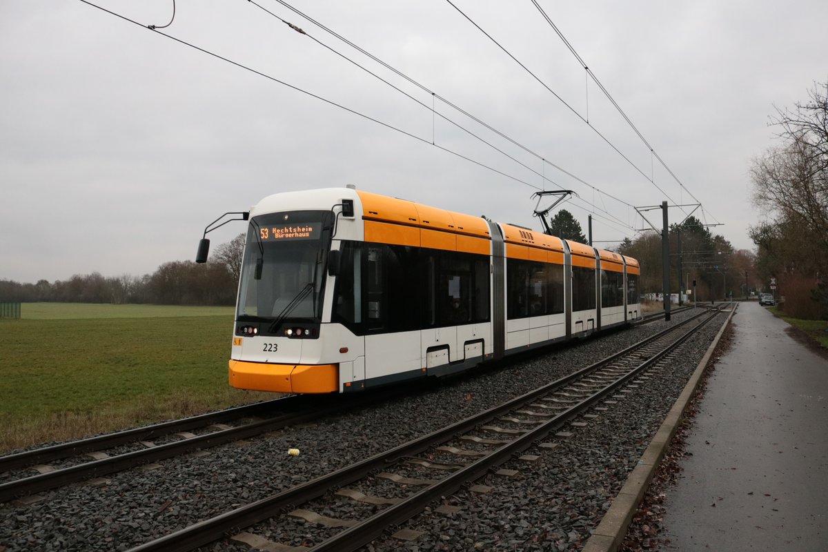 Mainzer Mobilität Stadler Variobahn 223 am 23.01.21 als Linie 53