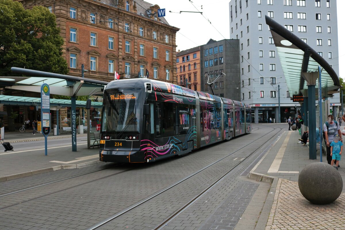 Mainzer Mobilität Stadler Variobahn 234 am 10.08.21 in Mainz Hbf 