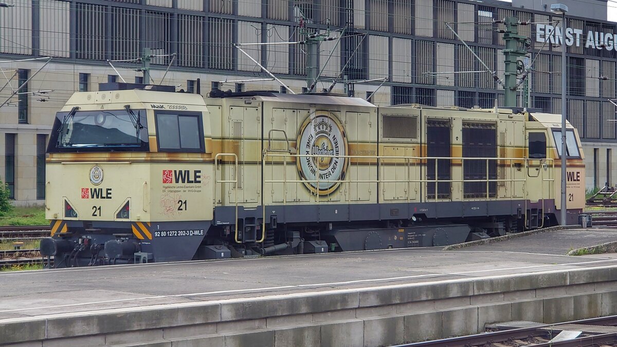 MaK 2000BB 92 80 1272 202-3 D-WLE (WLE 21)  Warsteiner  am 02.06.2023 in Hannover Hbf aufgenommen von Bahnsteig 9/10 