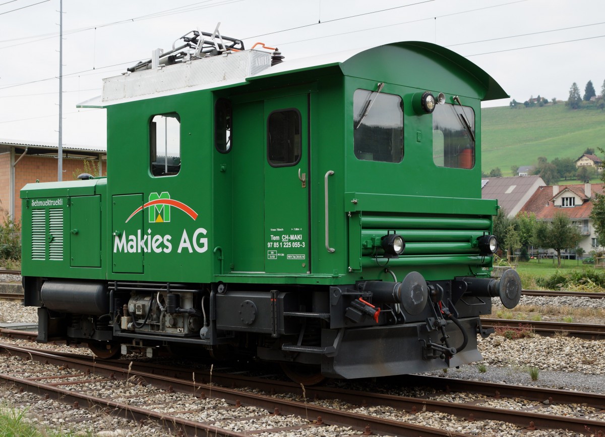 Makies AG: Portraitaufnahme der grüne Tem 55  SCHMUCKTRUCKLI  der Makies AG, entstanden in Ufhusen am 27. September 2015.
Foto: Walter Ruetsch