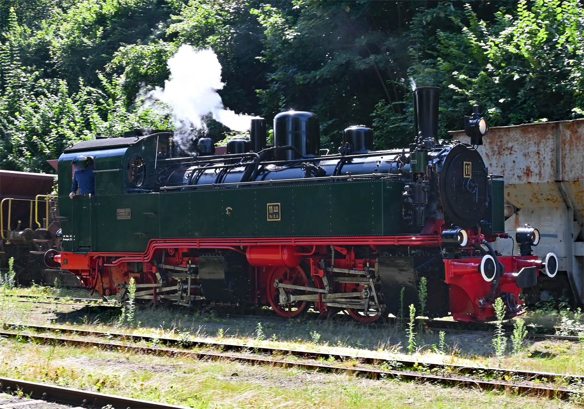 Mallet 11sm der B.E.G. (Vulkanexpress) im Schmalspurbahnhof Brohl-Lützing - 14.08.2021