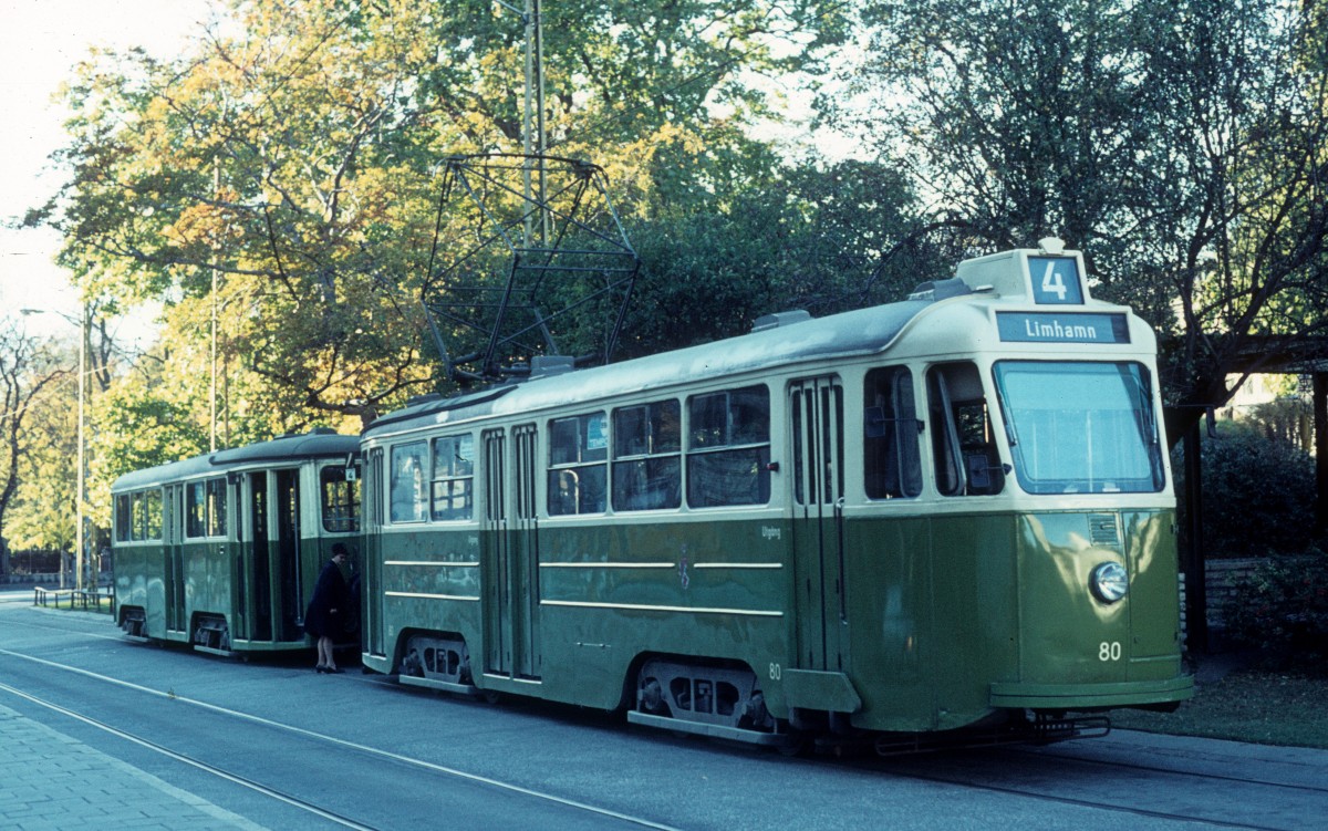 Malmö ML SL 4 (Tw 80 + Bw 179) Gustav Adolfs Torg am 18. Oktober 1972.