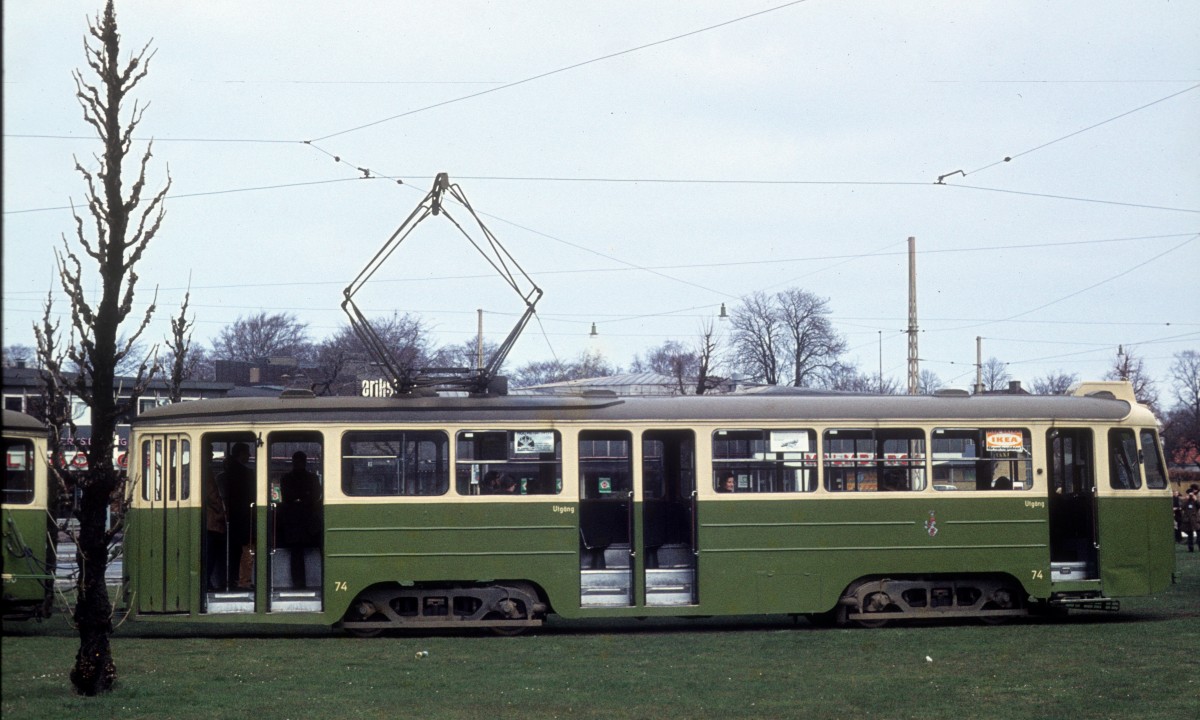 Malmö ML SL 4 (Tw 74) Erikslust (Wendeschleife) am 15. April 1973.