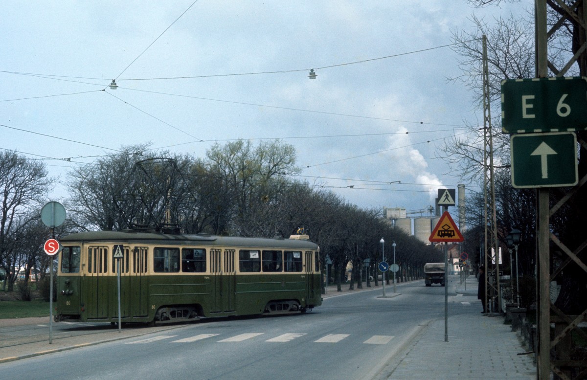 Malmö ML SL 4 (Tw 80) Strandgatan am 27. April 1973.