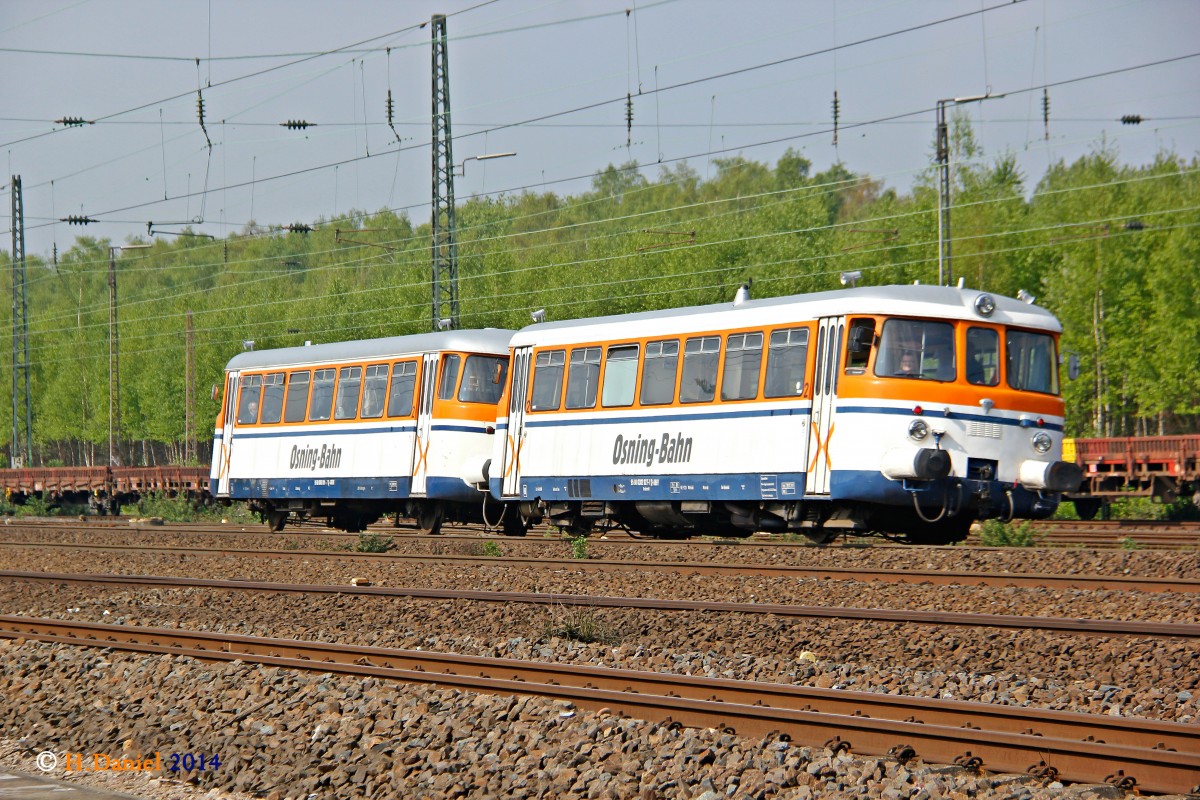 MAN Osningbahn VT 302 027/ VT 302 051 am 12.04.2014 in Bochum Ehrenfeld und fuhr weiter nach Bochum Dahlhausen.