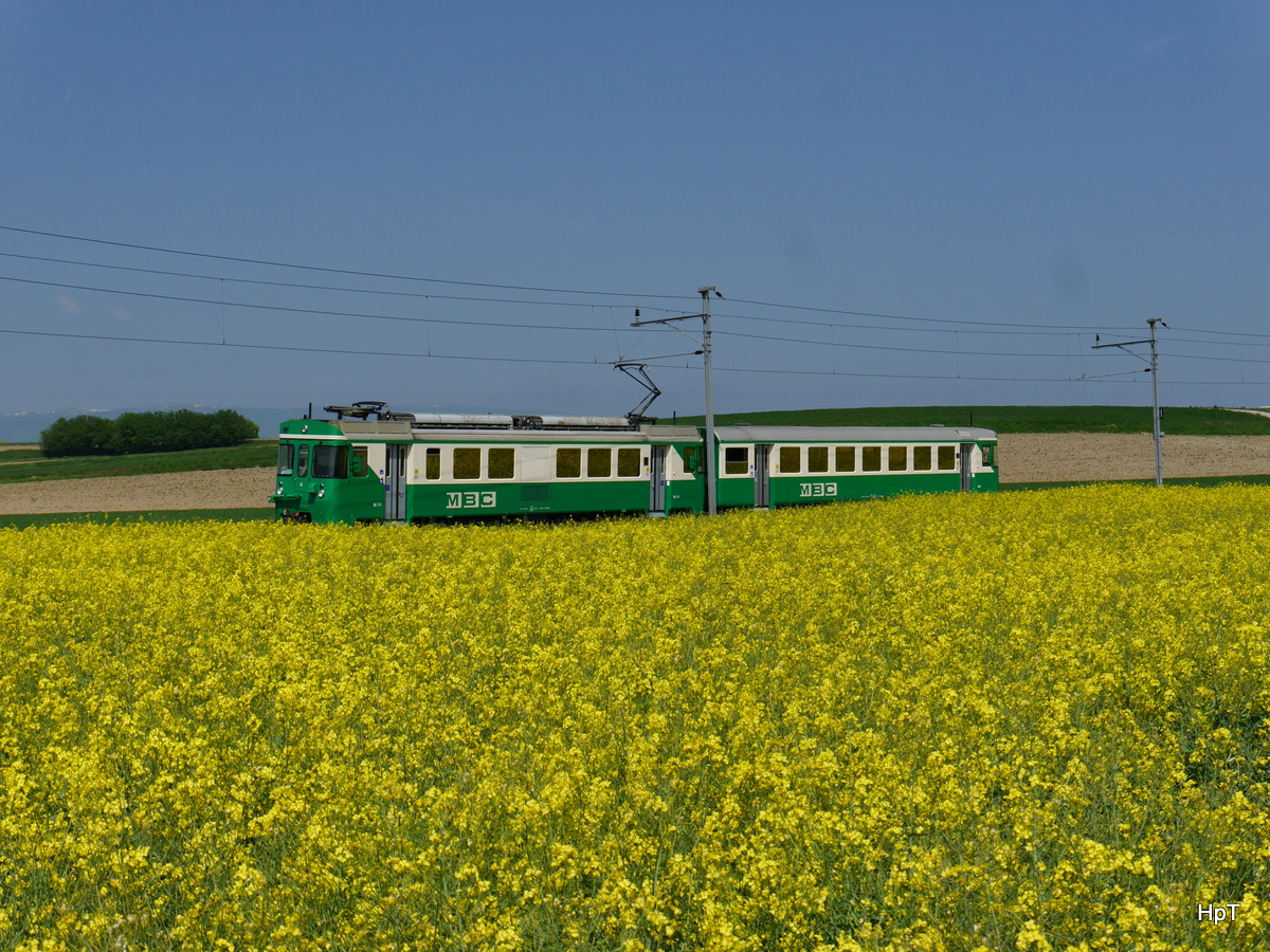 MBC (BAM ) - BFS-Fotofahrt mit dem Triebwagen Be 4/4 14 und Steuerwagen Bt 53 unterwegs bei Apples am 06.05.2018