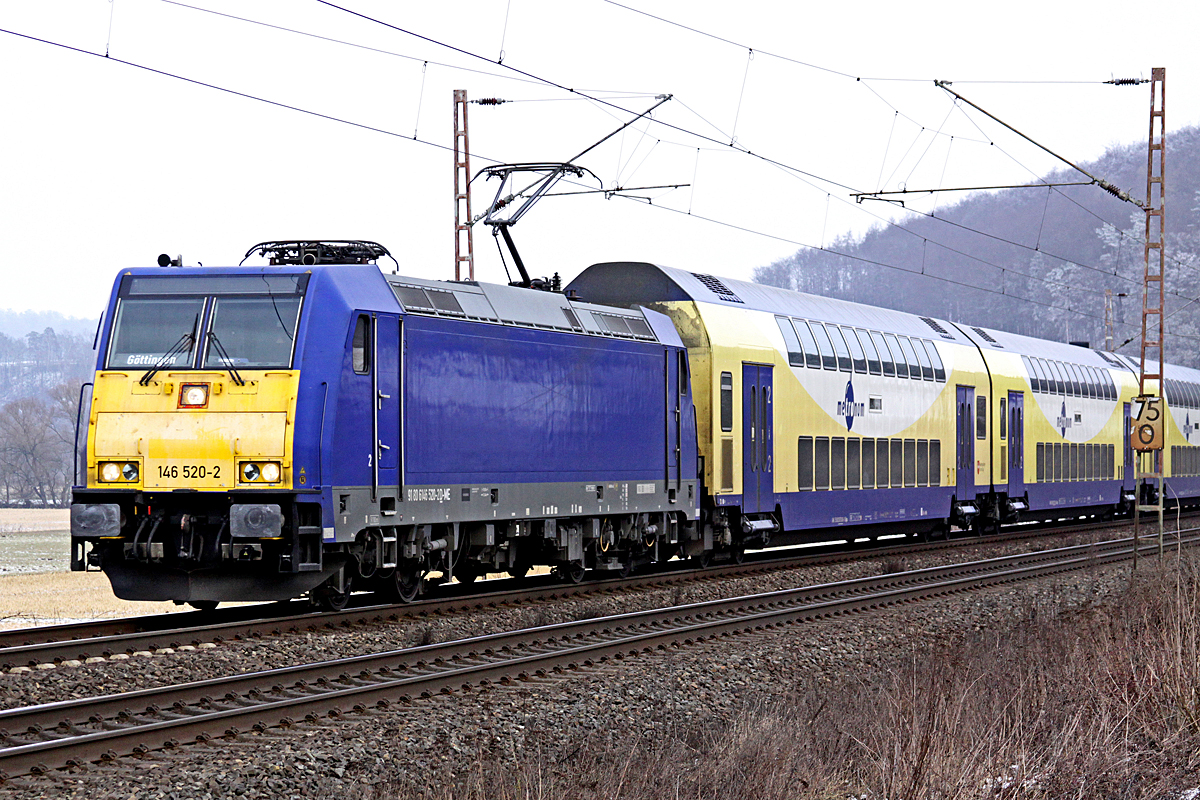 ME146 520-2  am 25.01.2017  14:27 nördlich von Salzderhelden am BÜ75 1 in Richtung Göttingen