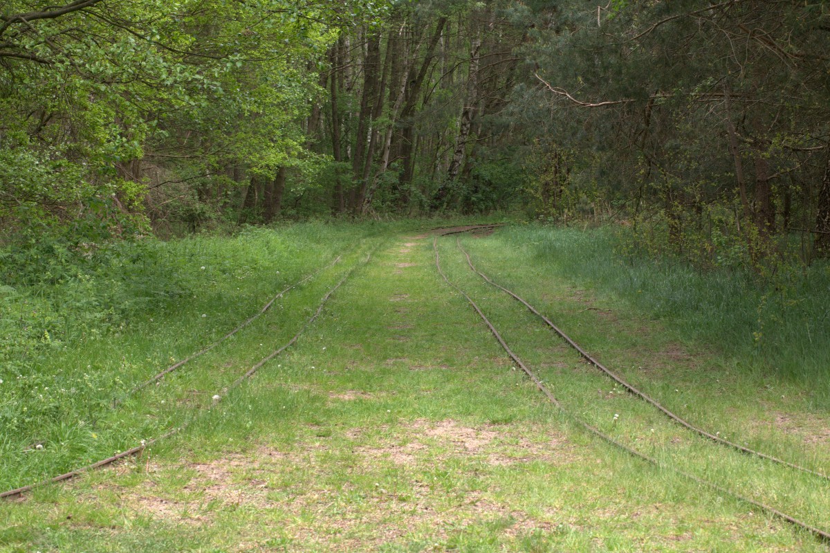 Mecklenburgs längste, zweigleisige, noch in Betrieb befindliche Feldbahn, auf der ausschließlich Spezialwagons verkehren.18.05.2015 12:14 Uhr.Verbindung zwischen Pagelsee und Granziner Mühle