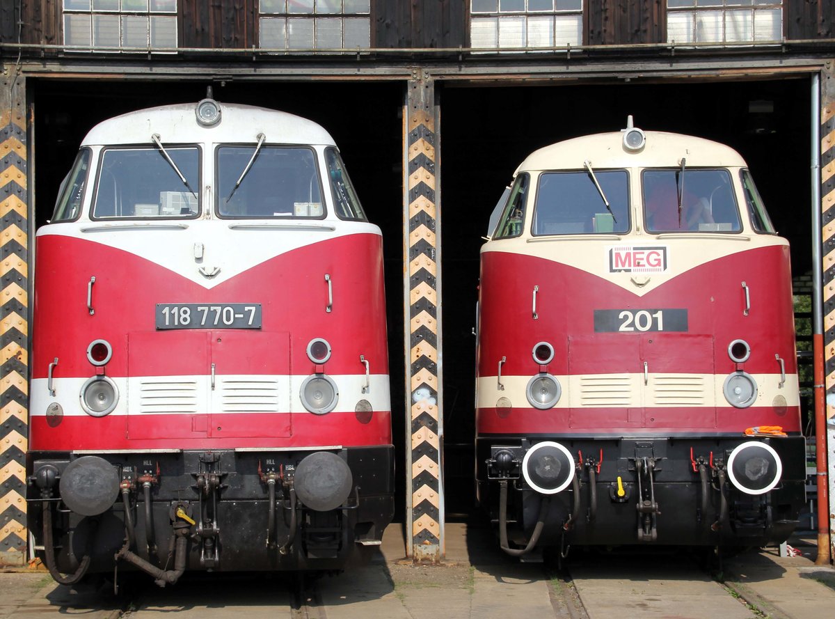MEG 201 und 118 770-7 in Gera zu den Verkehrshistorische Tage am 10.09.2016