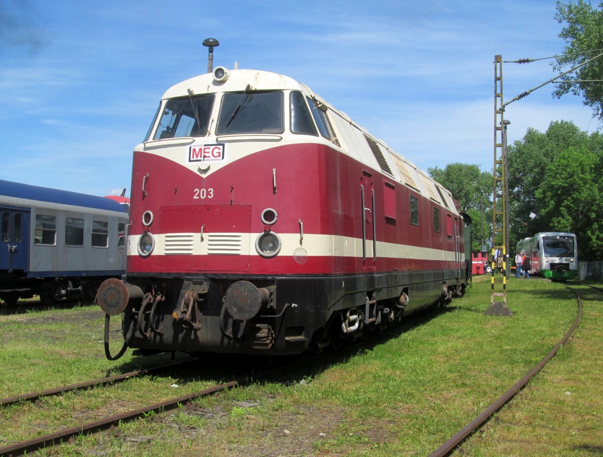 MEG 203 (228 503-9) steht am 25. Mai 2014 im Bw Weimar.