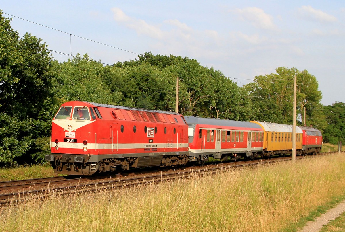MEG 301 mit einem kuriosen Zug am 29.06.2015 bei Woltorf