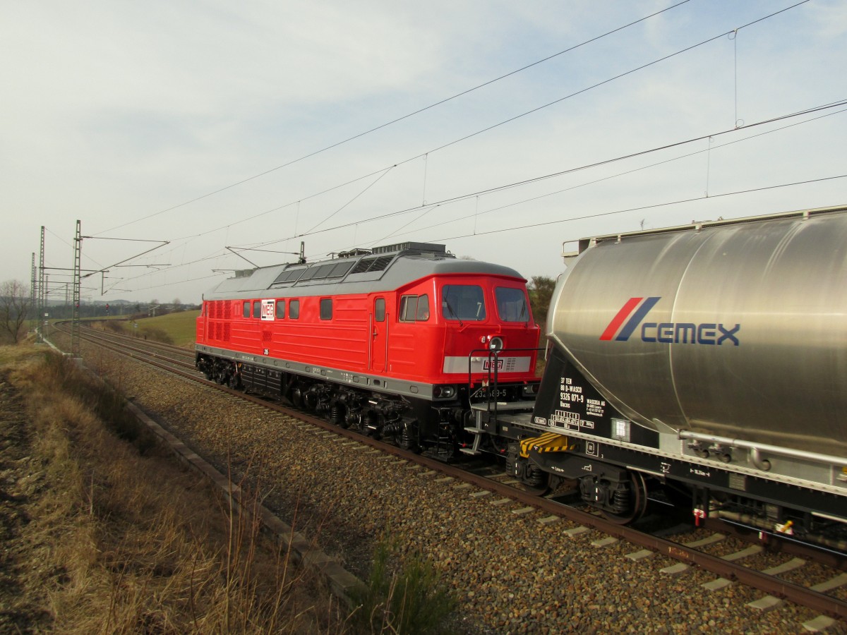 MEG 315 (232 489-5) am Zugschuss des Zementzuges, gesehen in Schönberg/Plauen am 17.03.2015