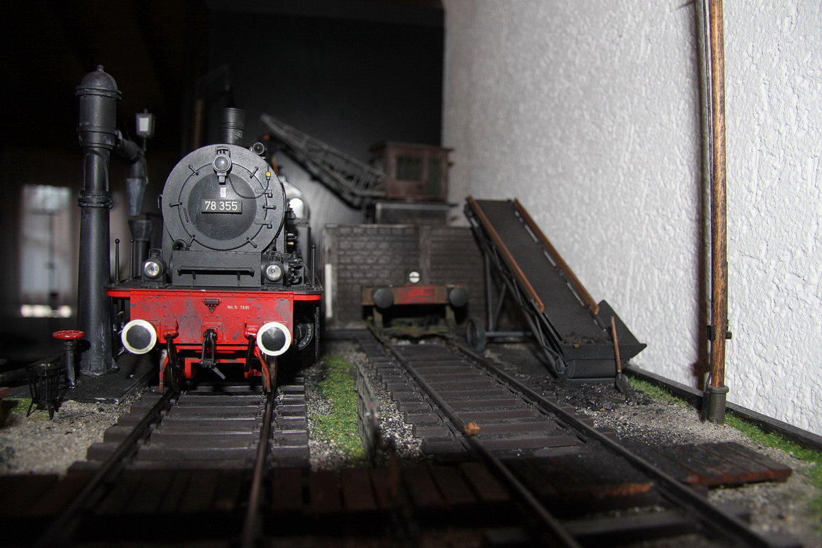 Mein Diorama Spur 1 mit Märklin Lok 78-355.Das Kohlegleis
