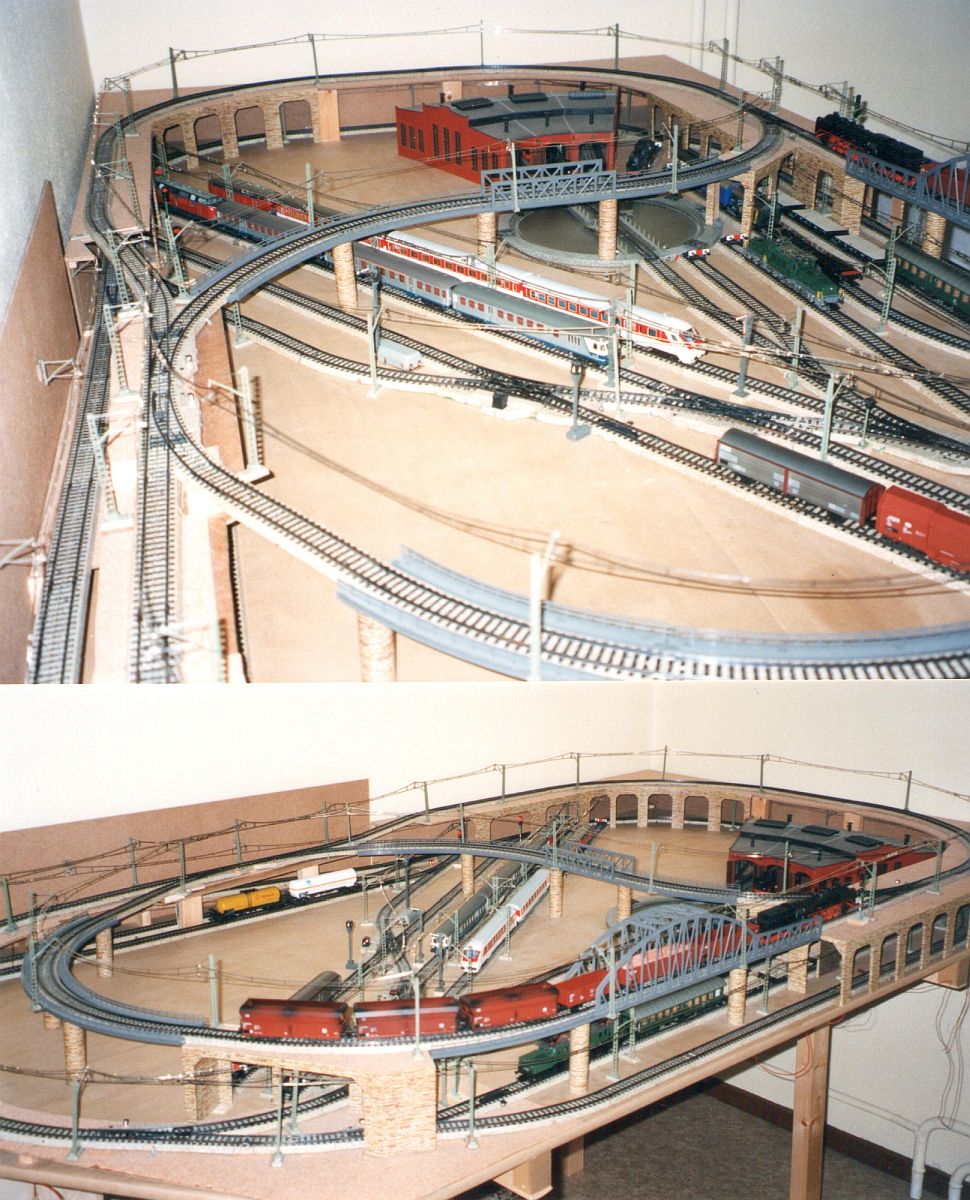 Meine im Bau befindliche Märklin H0-Anlage im Januar 2000. Auf Grund eines danach erfolgten Umzuges und den damit verbundenen geänderten Platzverhältnissen wurde diese Anlage nicht mehr auf- und fertiggestellt.