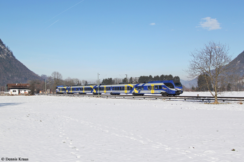Meridian ET 307 als M 79065 am 01.02.2014 bei Niederaudorf.