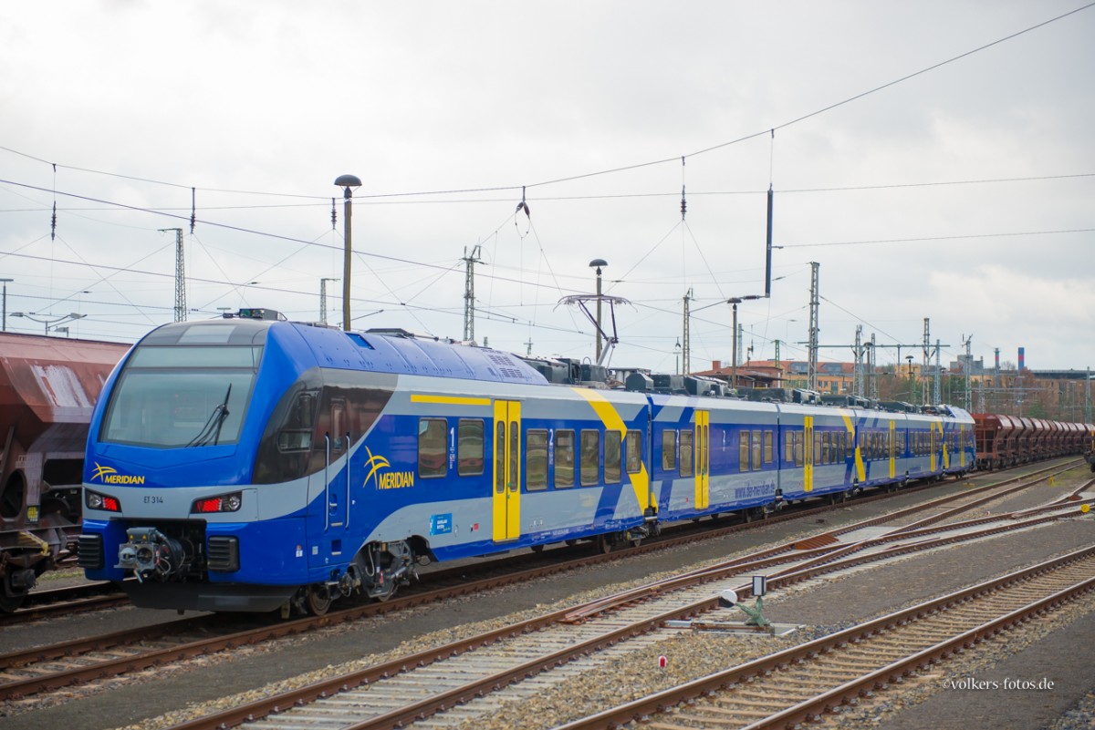 Meridian ET 314 für Bayern, hier am 10.01.2014 in Eberswalde.