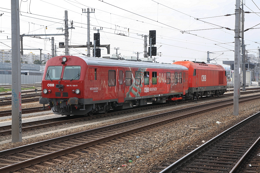 Messwagen A-ÖBB 60 81 99-75 100-9 (EM160WZ) am 31.August 2018 in Wien Matzleinsdorf.