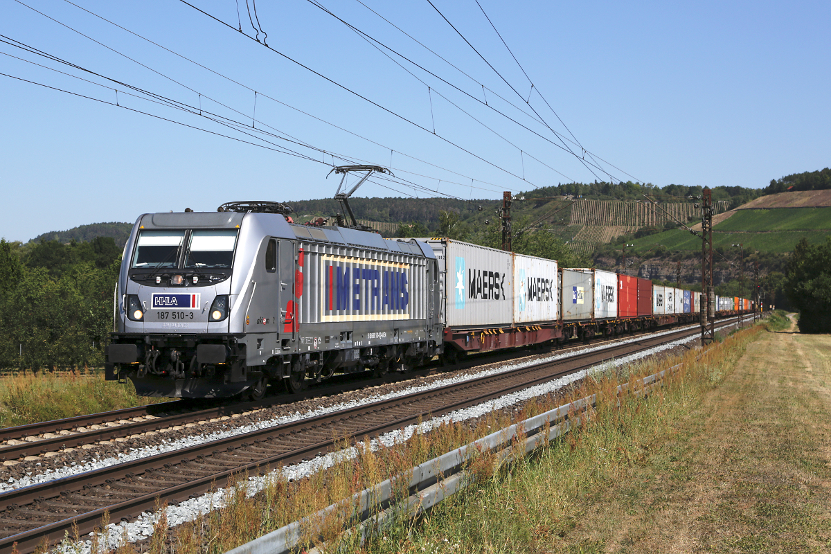 Metrans 187 510 mit DGS 88911 nach München Riem am 07.08.2020 bei Himmelstadt