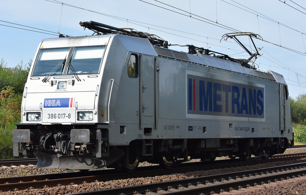 Metrans/HHLA BR 386 017-8 Durchfahrt Streckenabschnitt Bardowick. 05.09.2017