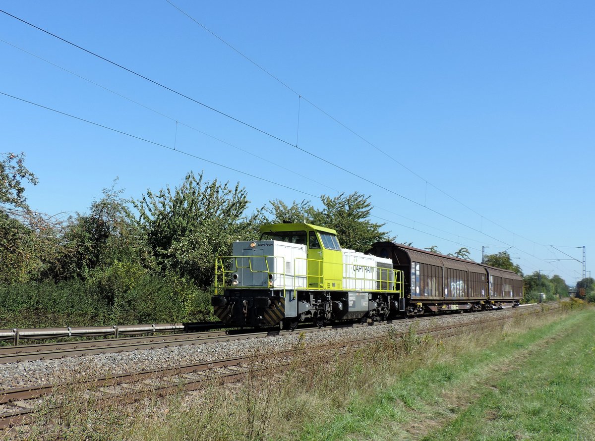 Metterzimmern - 8. September 2020 : Captrain Lok 275 829 mit eine Übergabe unterwegs.