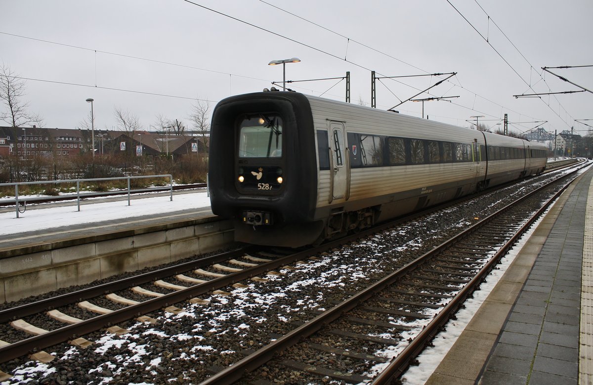 MFB 5287 erreicht am 20.1.2018 als IC386 von Hamburg Hauptbahnhof nach Århus den Bahnhof Rendsburg.