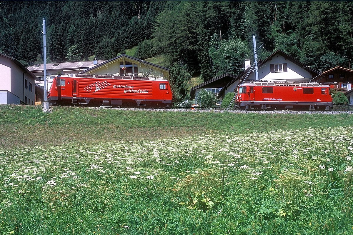 MGB 3 + RhB 626  Disentis  09.08.19