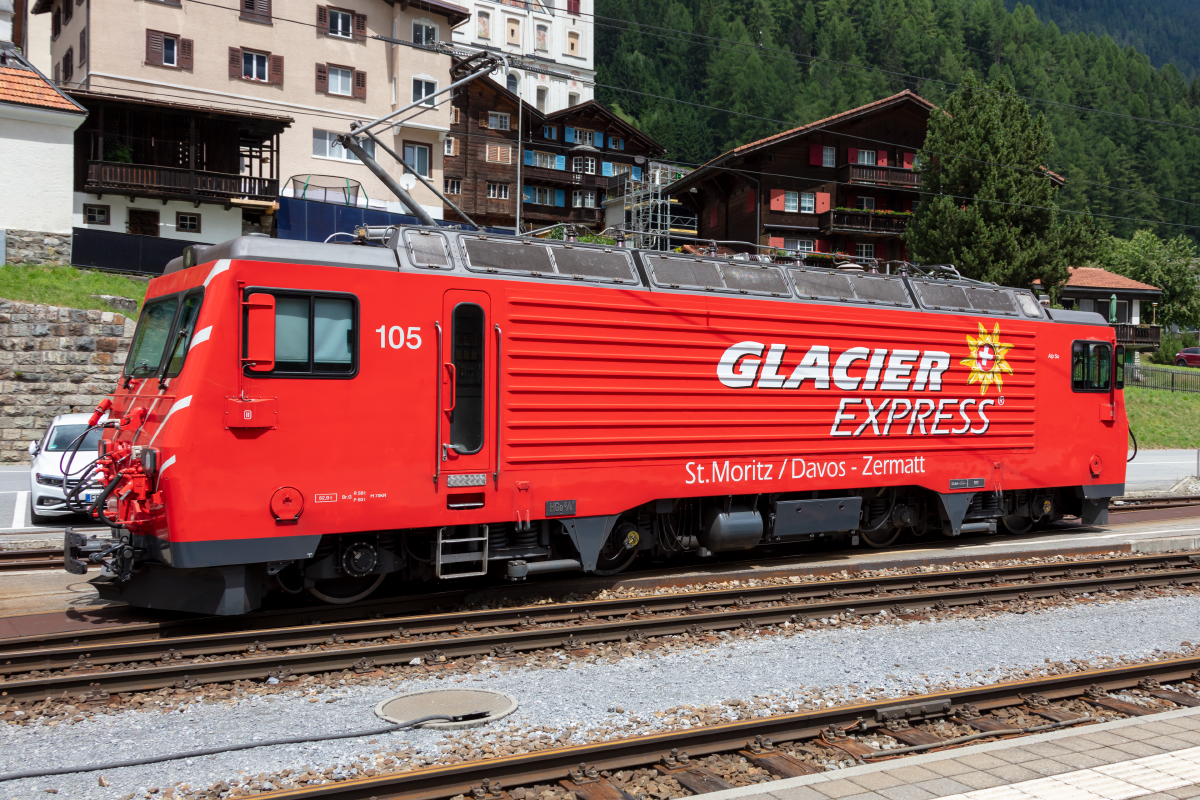 MGB, HGe 4/4 II, 105, 26.06.2022, Disentis