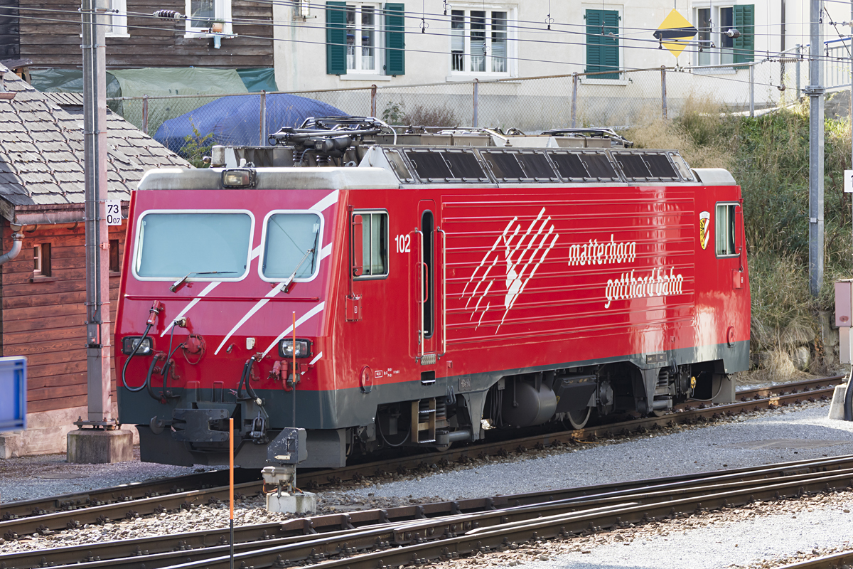 MGB, HGe 4/4II, 102, 08.10.2016 Disentis 

