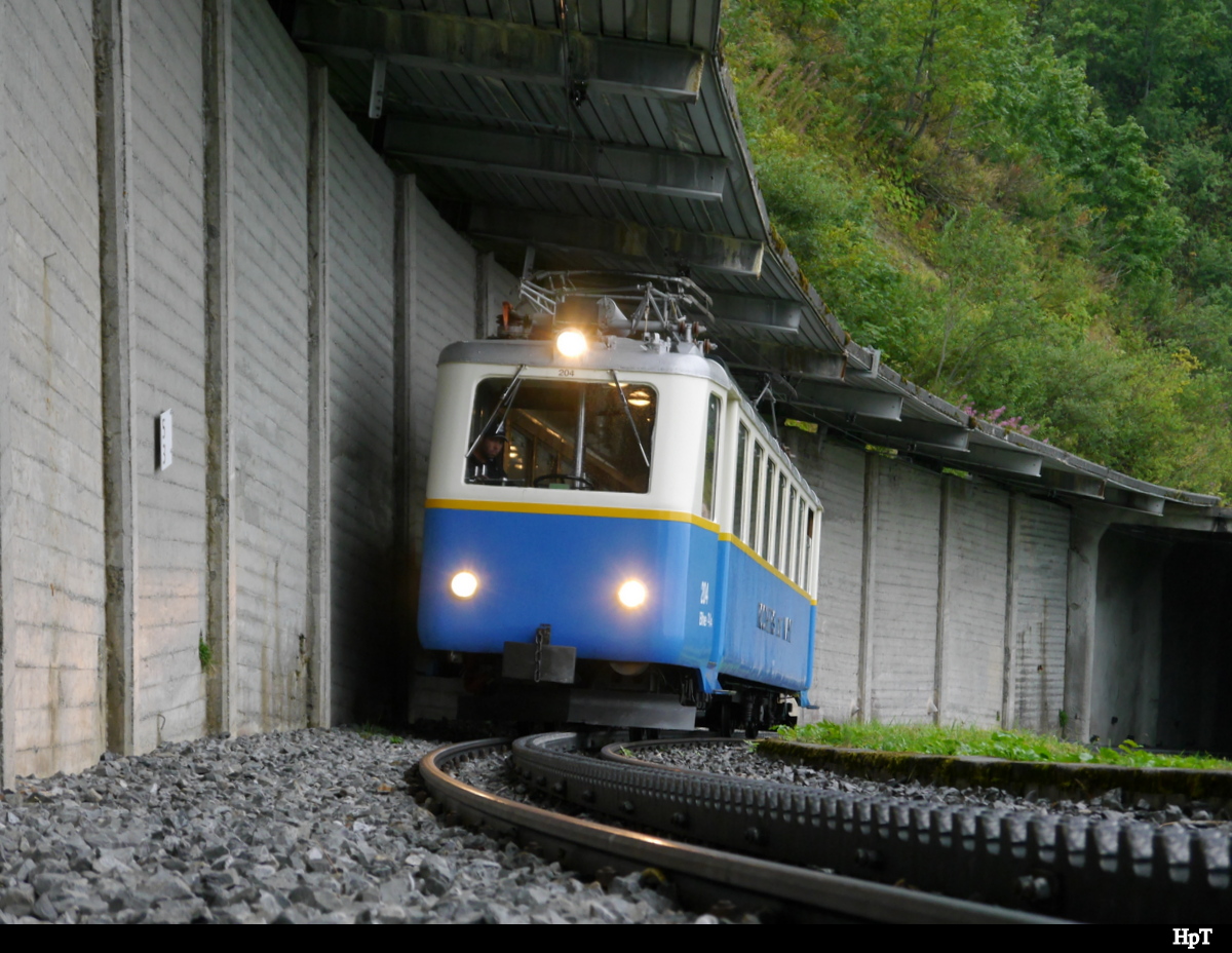 MGN - Oldtimer Zahnrad-Triebwagen Bhe 2/4 204 unterwegs auf einer Fotoextrafahrt auf den Rochers de Naye für das Bahnforum.ch am 25.08.2018